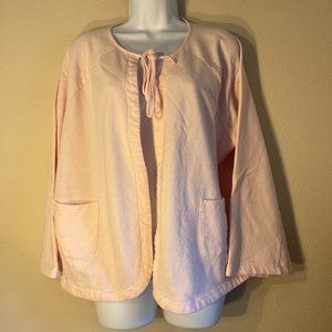 Cabernet Light Pink Tie Neck Cardigan Petite Large Cotton Blend Open Front